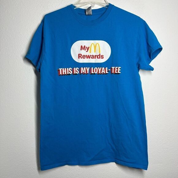 McDonalds Blue My Rewards Loyalty This Is My Loyal Tee Staff T Shirt Size M - Picture 1 of 5